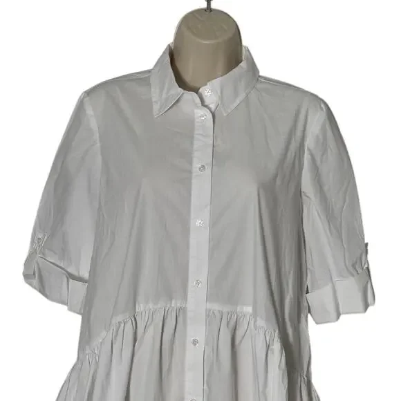 NWT Madewell Button-Front Mini Poplin Shirtdress in White Size S - Picture 12 of 15